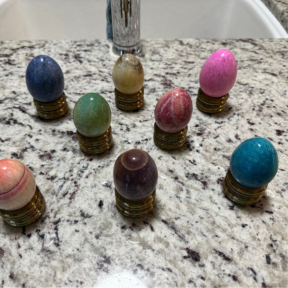 Decorative Polished Stone Egg Set - Multicolor
